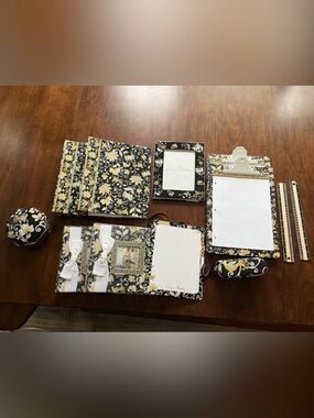Vera Bradley Black Yellow Floral Home Office Set